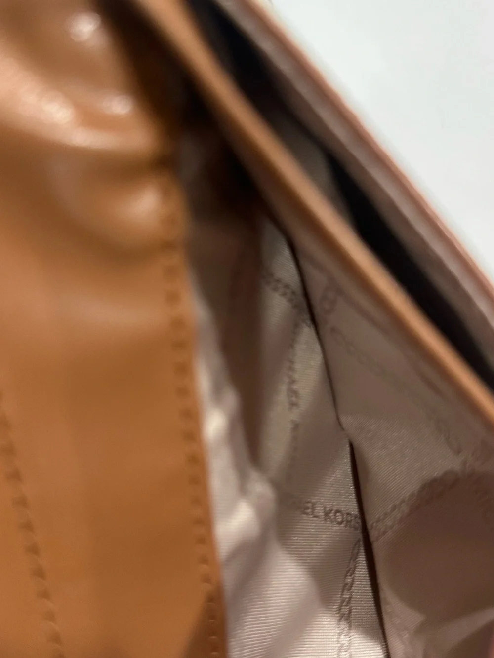 Michael Kors Cognac and Dark Brown Zip Continental Wallet with Gold Hardware